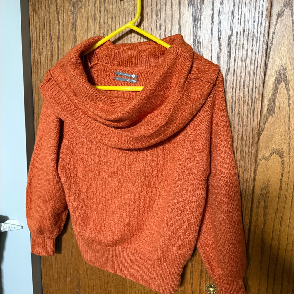 Anthropologie Vibrant Orange Cowl Neck Sweater